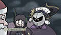 Meta Knight confused by the origins of the Christmas Spirit.
